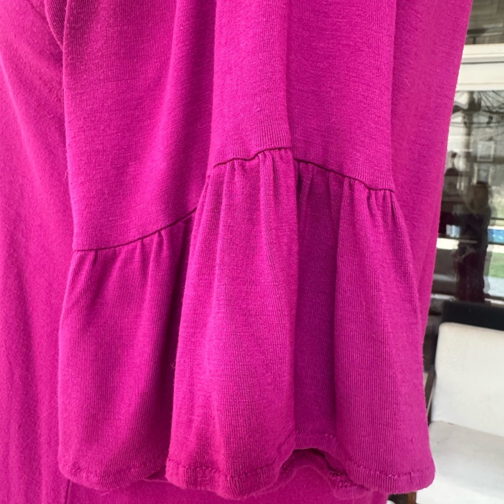 Magenta Boho Tunic Top Ruffle Hem Bell Sleeve Flowy Casual Medium A.N.A - Picture 5 of 7